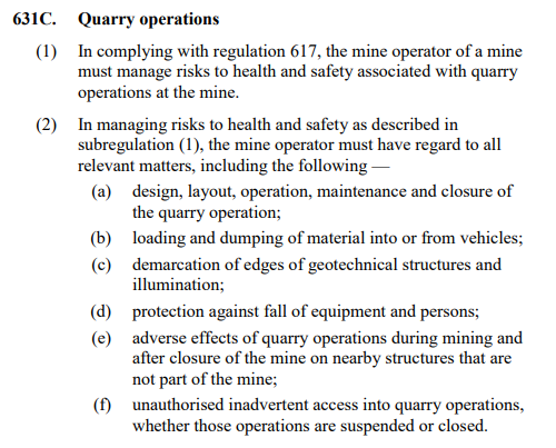 Reference to Geotechnical Structures under ‘Quarry Operations’ in the New WA Work Health & Safety Laws Reference to Geotechnical Structures under 'Quarry Operations' in the New WA Work Health & Safety Laws