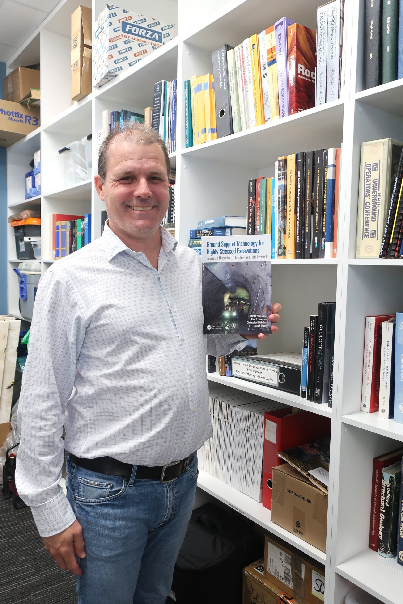 JP with his Book - MineGeoTech - Geotechnical - Textbook - Australia