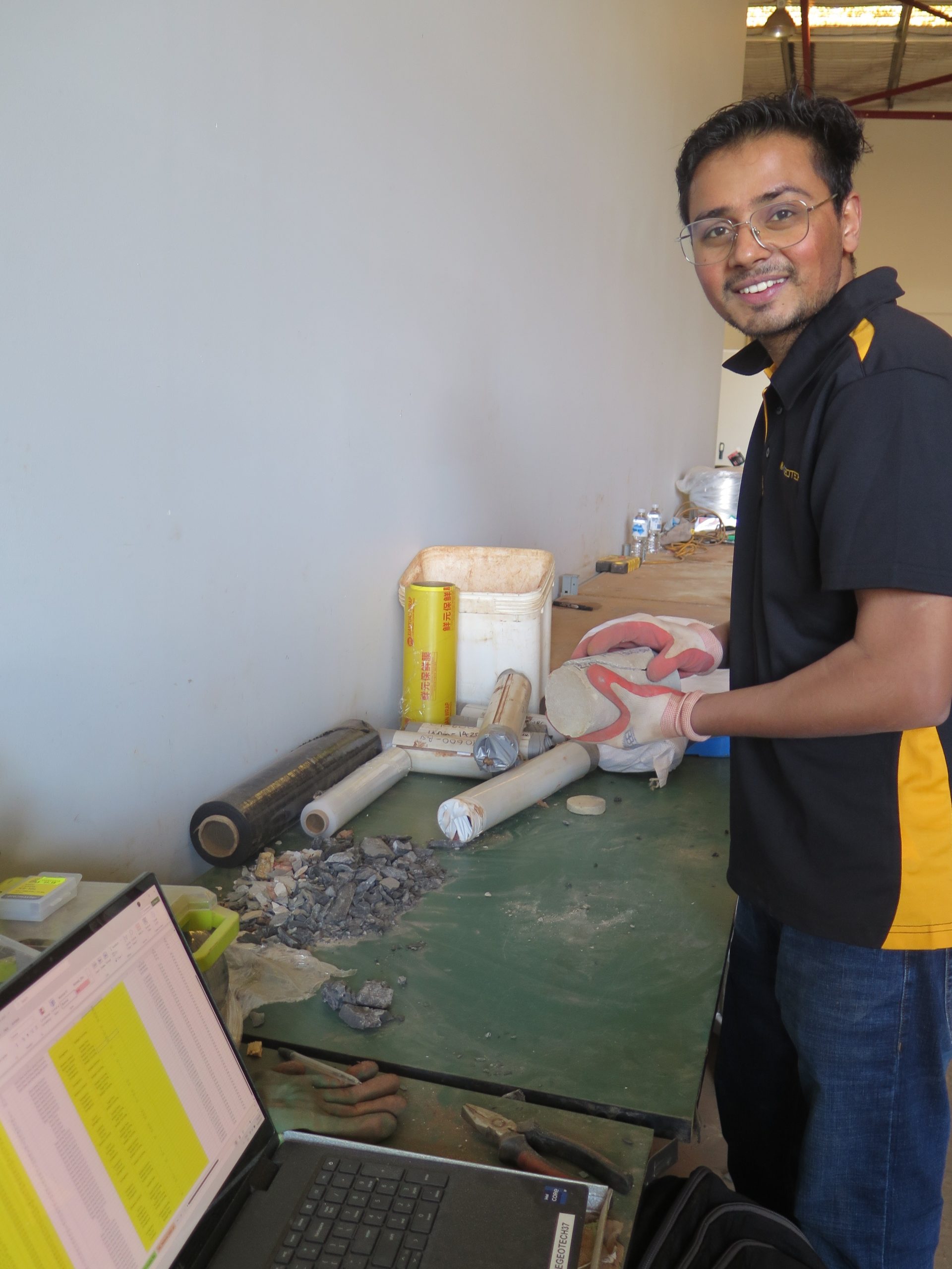 Anup at the Core Analysis Lab Anup at the Core Analysis Lab - MineGeoTech